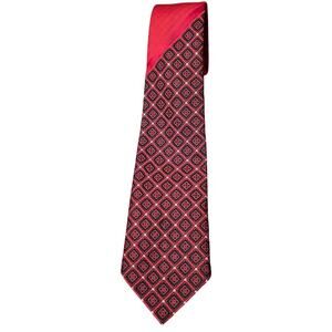 Real 100% Polyester Red and Black Geometric Pattern Necktie Wedding Funeral